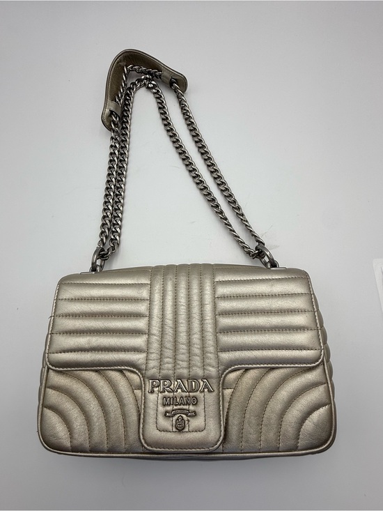 Prada Handbags - Prada Metallic Champagne Quilted Shoulder Bag with Chain Strap